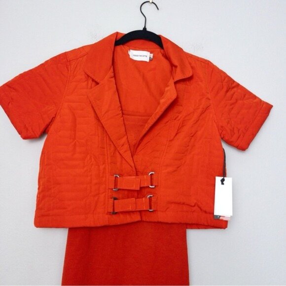 NWT [SET] Honor The Gift Quilted Crop Jacket S Red Vneck Oversized Monogram - Picture 8 of 16